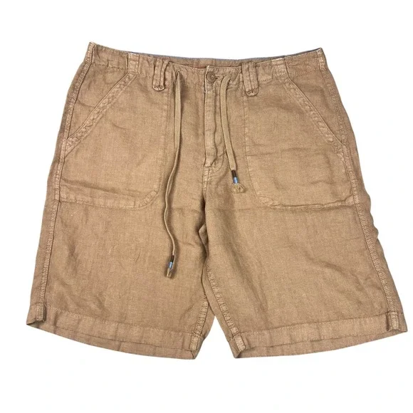 Lucky Brand Mens 100% Linen Drawstring Cargo Shorts Tan Brown Size 34 - Picture 1 of 8